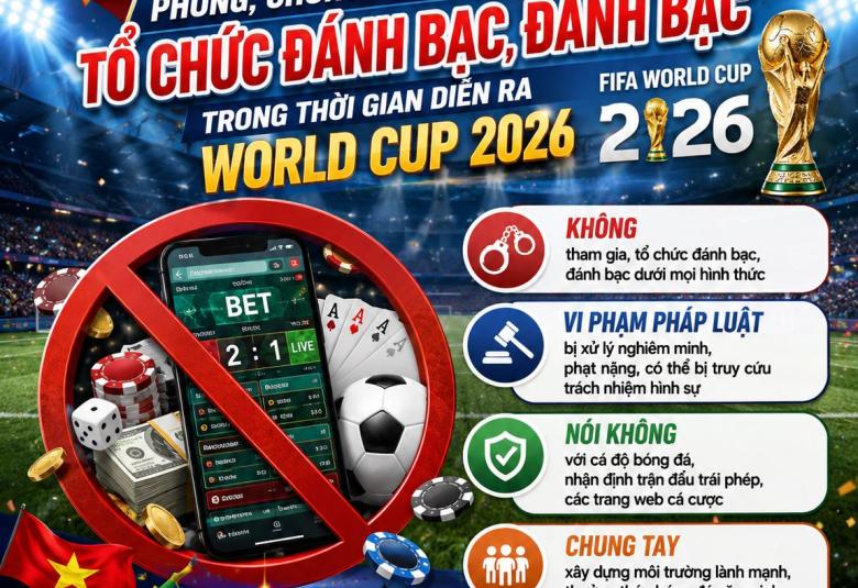 Tăng cường tuyên truyền phòng, chống hoạt động tổ chức đánh bạc, đánh bạc trong thời gian diễn ra World Cup 2026