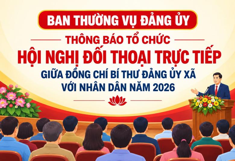 Ban Thường vụ Đảng ủy thông báo việc tổ chức Hội nghị đối thoại trực tiếp giữa đồng chí Bí thư Đảng ủy xã với Nhân dân năm 2026