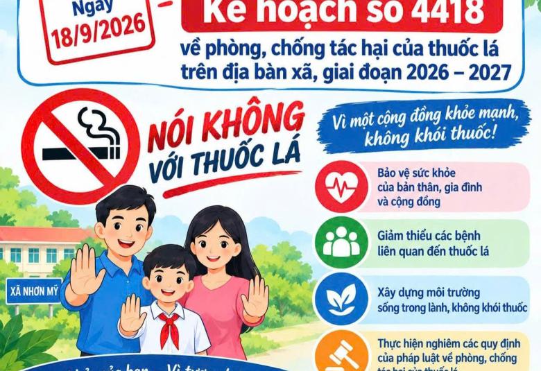 Nhơn Mỹ triển khai kế hoạch phòng, chống tác hại của thuốc lá giai đoạn 2026 – 2027
