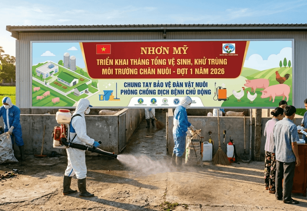 Nhơn Mỹ triển khai tháng tổng vệ sinh, khử trùng môi trường chăn nuôi đợt 1 năm 2026