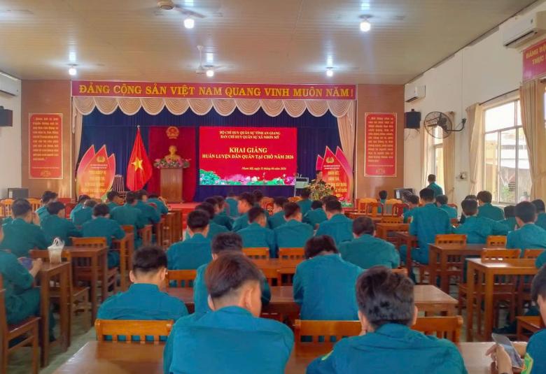 Nhơn Mỹ khai giảng huấn luyện dân quân tại chỗ năm 2026