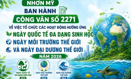 Nhơn Mỹ ban hành Công văn số 2271 về việc tổ chức các hoạt động hưởng ứng Ngày Quốc tế Đa dạng sinh học, Ngày Môi trường thế giới và Ngày Đại dương thế giới năm 2026