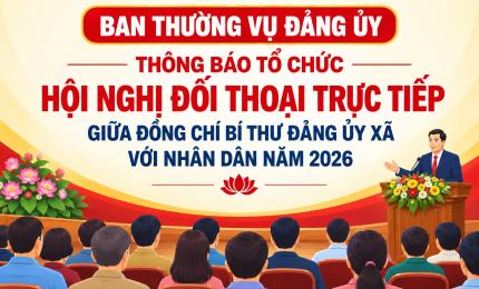 Ban Thường vụ Đảng ủy thông báo việc tổ chức Hội nghị đối thoại trực tiếp giữa đồng chí Bí thư Đảng ủy xã với Nhân dân năm 2026