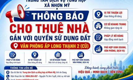 Thông báo cho thuê Văn phòng ấp Long Thạnh 2(cũ)