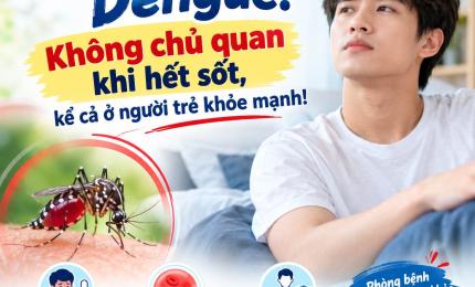 Sốt xuất huyết Dengue: Không chủ quan khi hết sốt, kể cả ở người trẻ khỏe mạnh 
