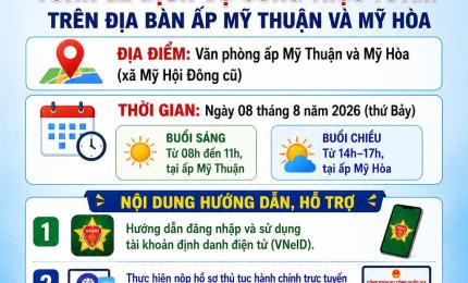 Thông báo tuần lễ dịch vụ công trực tuyến tại ấp Mỹ Thuận và ấp Mỹ Hòa