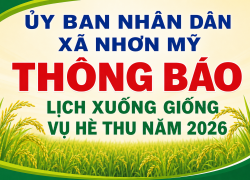Ủy ban nhân dân xã Nhơn Mỹ thông báo lịch xuống giống vụ Hè thu năm 2026 